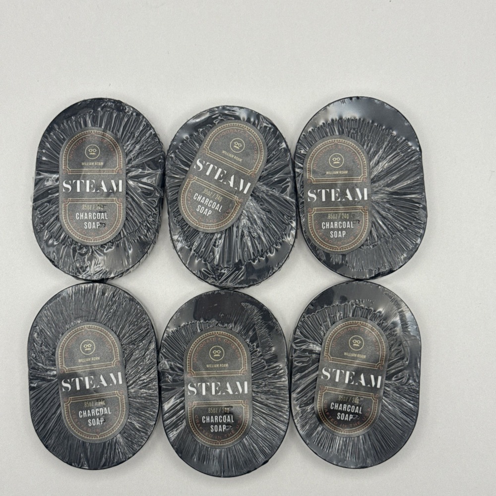 William Roam Steam Charcoal Bar Soap Bundle Toiletry NEW Approx 1 Oz Each